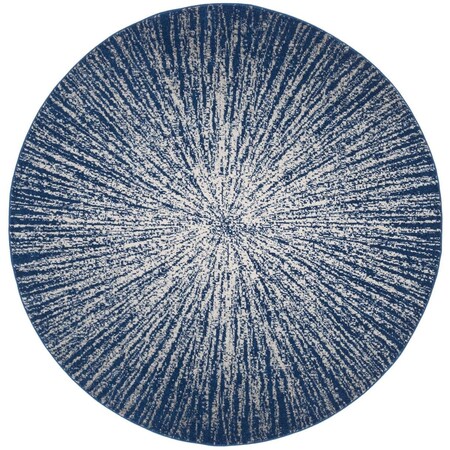 Safavieh 4 x 4 ft. Evoke 228N Power Loomed Round Area Rug; Navy & Ivory EVK228N-4R